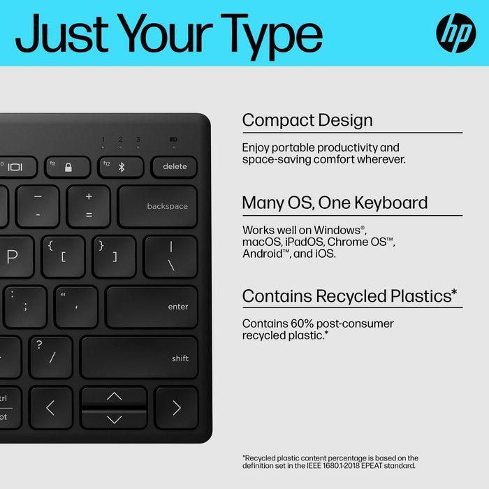 HP Teclado Inalámbrico Compacto Multi-Pair para Escritorio, Portátil, Tablet y Teléfono 22 HP Teclado Inalámbrico Compacto Multi-Pair para Escritorio, Portátil, Tablet y Teléfono 22