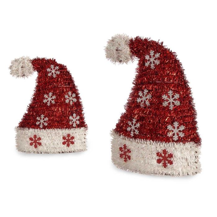 Gorro Navideño Copos Espumillón Rojo y Blanco Krist+ 17x23x9 cm (12 Unidades) Gorro Navideño Copos Espumillón Rojo y Blanco Krist+ 17x23x9 cm (12 Unidades)