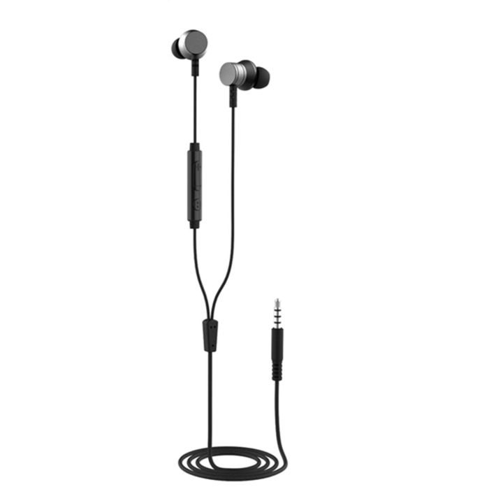 Elbe AU-P20-MIC Auriculares Intra-auditivos con Micrófono, Control de Llamadas y Música, Negro/Plata 1