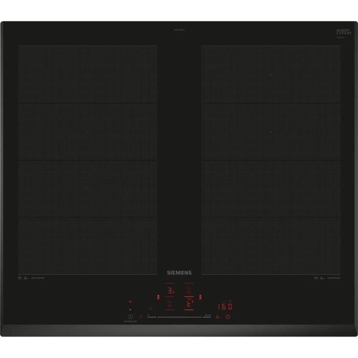 Placa de inducción de 60 cm - SIEMENS - 4 fuegos - 59,2 x 52,2 cm - Negra - Home connect - IQ700 - EX651HXC1F