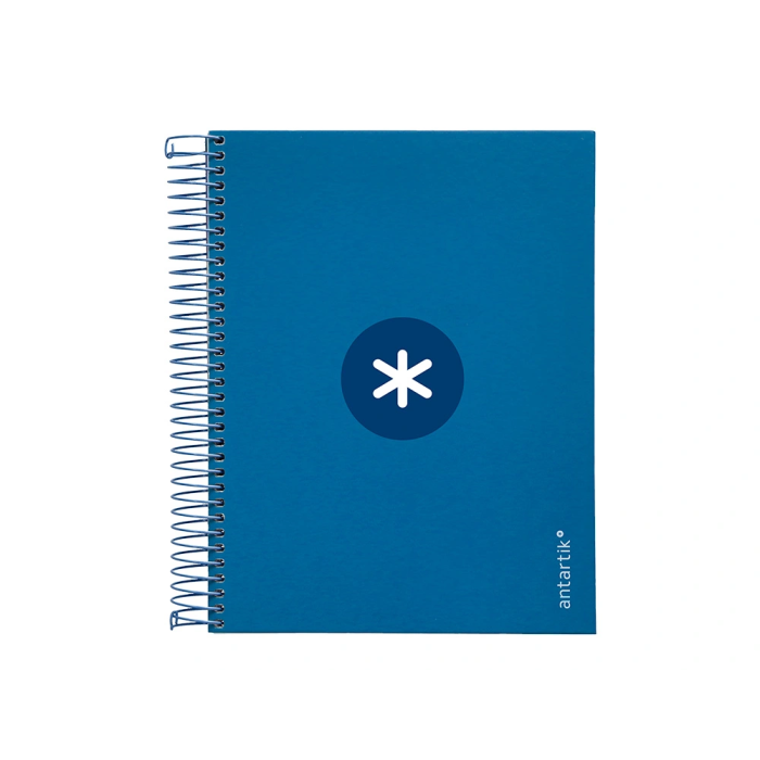 Antartik Cuaderno espiral A5 120h 90 gr cuadro 5mm 5 bandas6 taladros tapa forrada azul oscuro 1