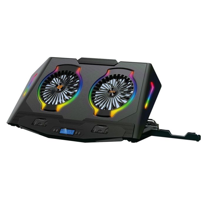 Conceptronic THYIA02B Soporte Base Refrigeración Portátiles Gaming 17" RGB 2 Ventiladores Silenciosos Pantalla LCD 4 Niveles USB Negro 13