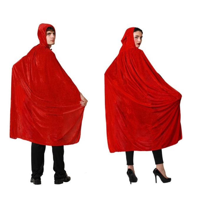 Capa Larga de Terciopelo Rojo con Capucha para Adultos - Ideal para Halloween, Teatro y Cosplay 0 Capa Larga de Terciopelo Rojo con Capucha para Adultos - Ideal para Halloween, Teatro y Cosplay 0