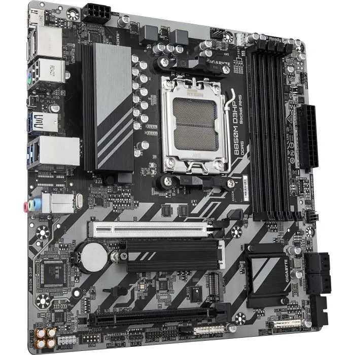 Gigabyte 9MB85MHP-00-G10 Placa Base AMD AM5, compatible con Ryzen 7000/8000/9000 Series, DDR5 hasta 8200MHz OC, PCIe 5.0 M.2, GbE LAN, USB 3.2 Gen 2 2