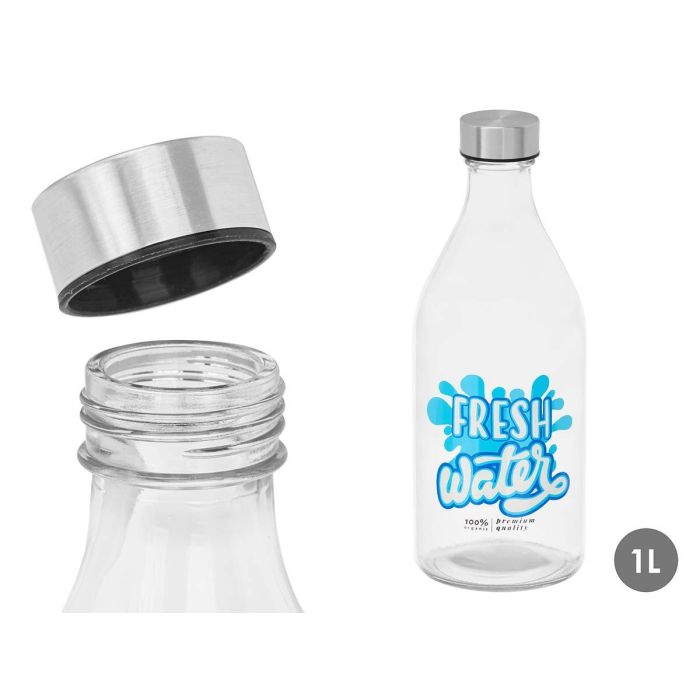 Botella Tapon Acero Fresh Water 1000Ml Vivalto 9X25CM (12 Unidades) Botella Tapon Acero Fresh Water 1000Ml Vivalto 9X25CM (12 Unidades)