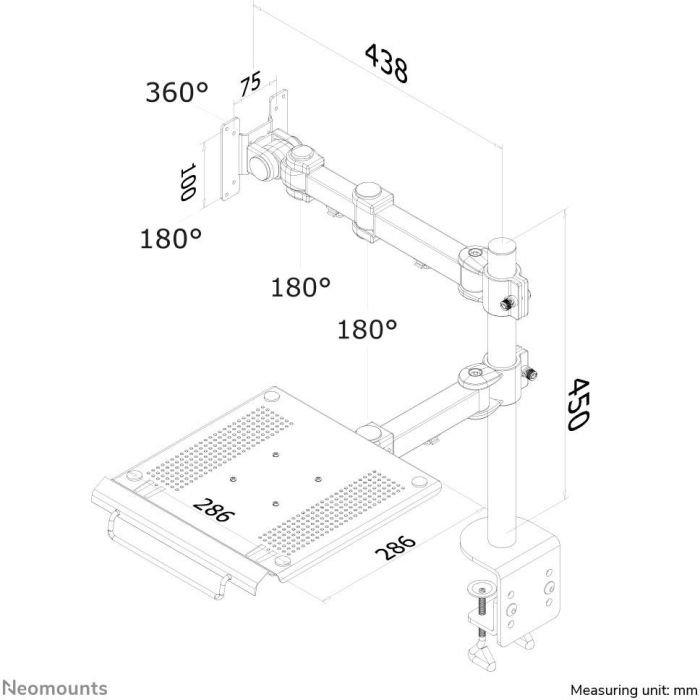 Neomounts FPMA-D960NOTEBOOK Soporte de Escritorio para Notebook y Monitor hasta 27" (69 cm), 10 kg, Negro 5 Neomounts FPMA-D960NOTEBOOK Soporte de Escritorio para Notebook y Monitor hasta 27" (69 cm), 10 kg, Negro 5