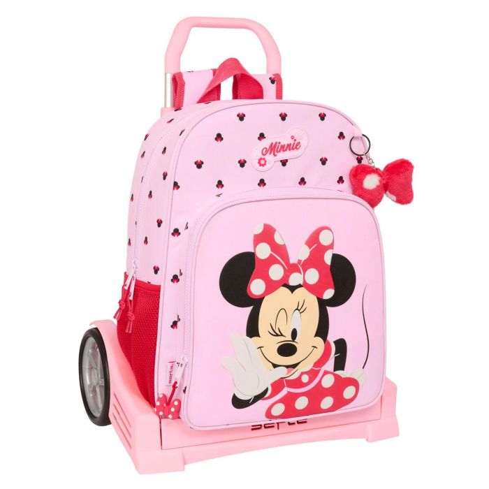 Mochila Escolar con Ruedas Minnie Mouse Naive Rosa 33 x 42 x 14 cm