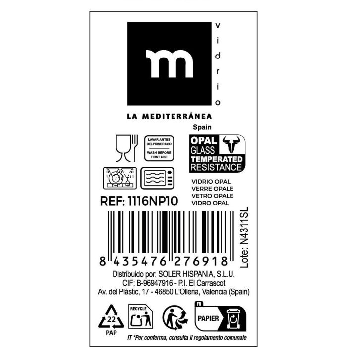La Mediterranea Plato Postre Opal Temara 19 cm (48 Unidades) 3
