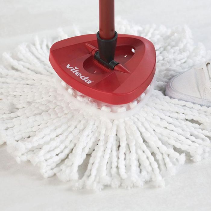 Vileda Set Turbo Smart - Fregona con Palo de Tres Piezas y 100% Microfibra, Capacidad 5L, 46.6x26.6x24.6cm, Gris/Rojo 2