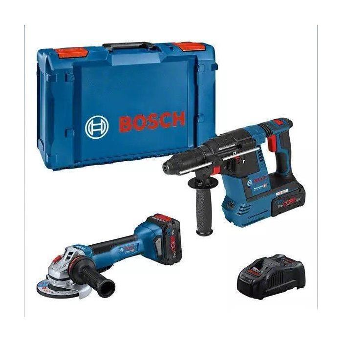 Bosch Professional BOS1694822457525 Kit Combinado 2 Herramientas 18V: Amoladora GWS 18V-10 P + Martillo GBH 18V-26 + 2x ProCORE18V 5.5Ah + GAL 1880