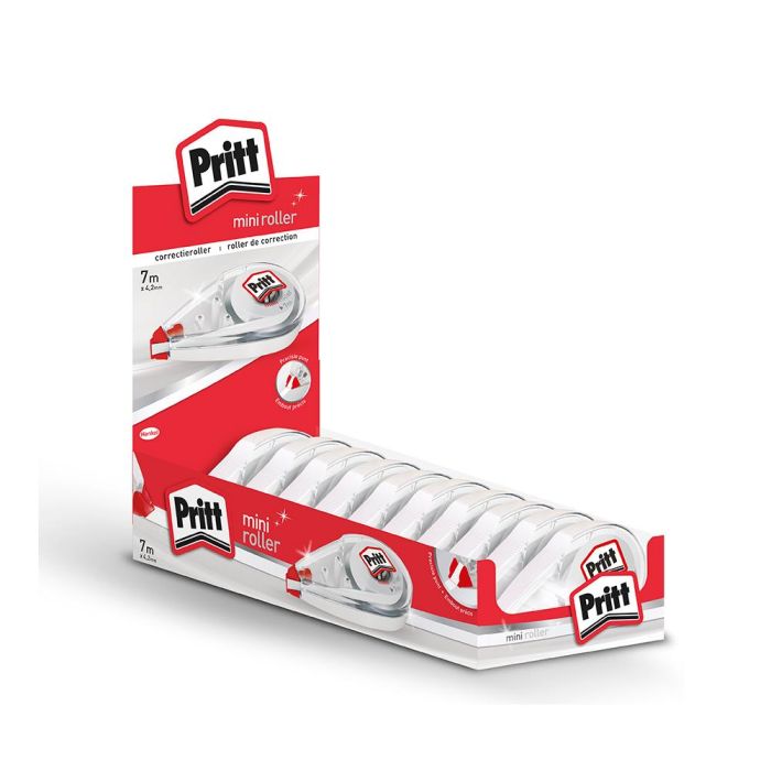 Pritt 2038183 Cinta correctora mini roller, 4.2 mm x 7 m, blanco, para papel/cartón