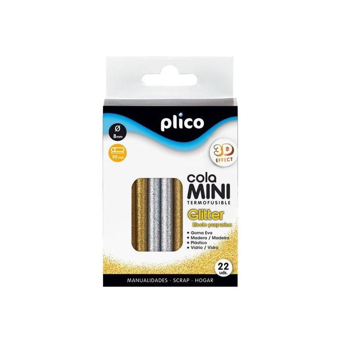 Cola Termofusible En Barra Plico Mini Purpurina Blister De 22