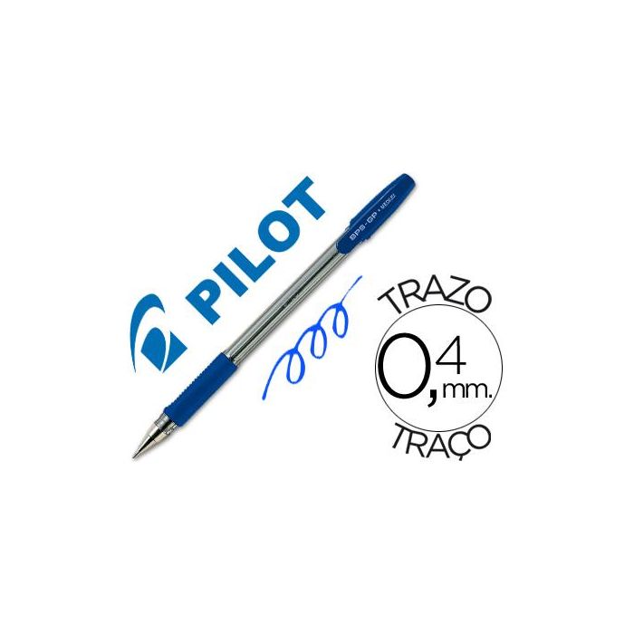 Boligrafo Pilot Bps-Gp Azul Sujecion De Caucho Tinta Base De Aceite Con Capuchon 12 unidades