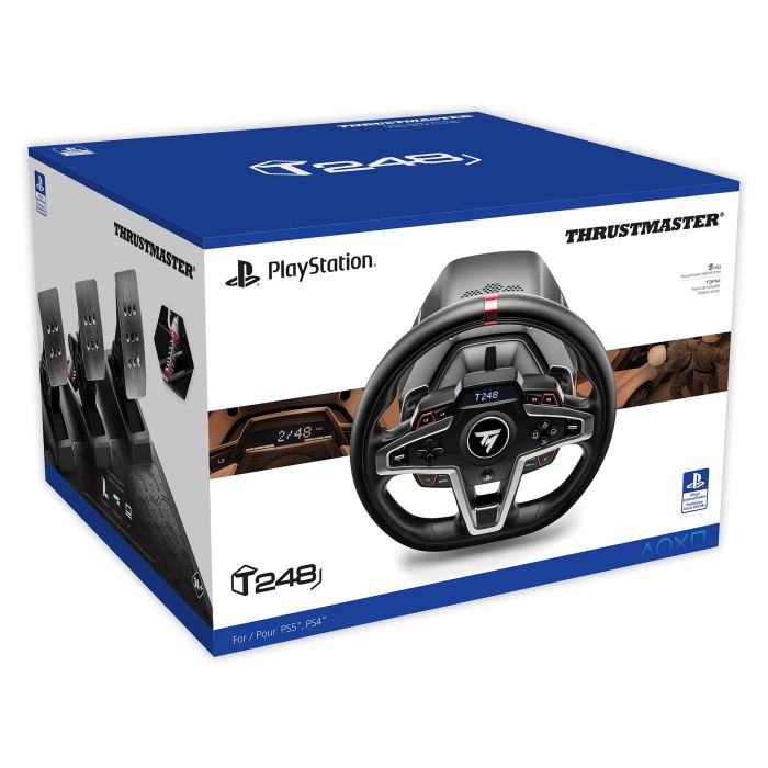 Thrustmaster T248 Volante + Pedales para PS5 / PS4 / PC con Pantalla LCD y Force Feedback, 4160783