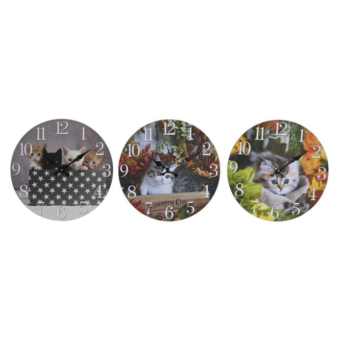 Reloj Pared Shabby DKD Home Decor Multicolor 4 x 34 x 34 cm (3 Unidades) Reloj Pared Shabby DKD Home Decor Multicolor 4 x 34 x 34 cm (3 Unidades)
