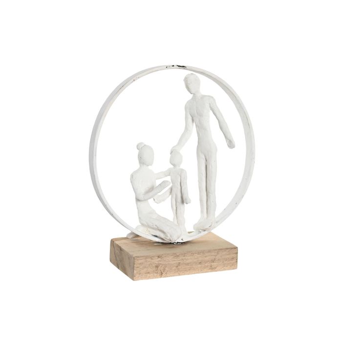 DKD Home Decor Figura de Familia Urban para Decoración de Hogar en Resina y Madera de Mango, Blanca y Marrón, 10x27x23 cm (Set de 2)