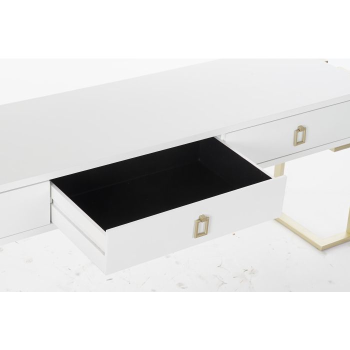 DKD Home Decor Mesa Centro Glam Blanco Dorado Madera Metal 3 Cajones Desmontable 150x36x48 cm 3 DKD Home Decor Mesa Centro Glam Blanco Dorado Madera Metal 3 Cajones Desmontable 150x36x48 cm 3