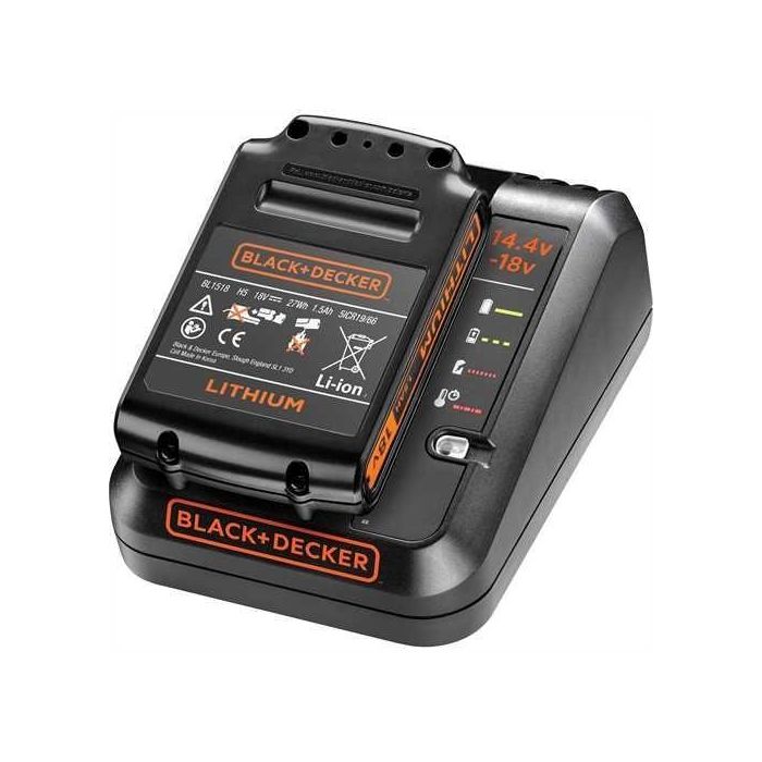 Black&Decker BDC1A15 Cargador 1A y Batería de Ión de Litio 1.5Ah 18V para Herramientas Eléctricas