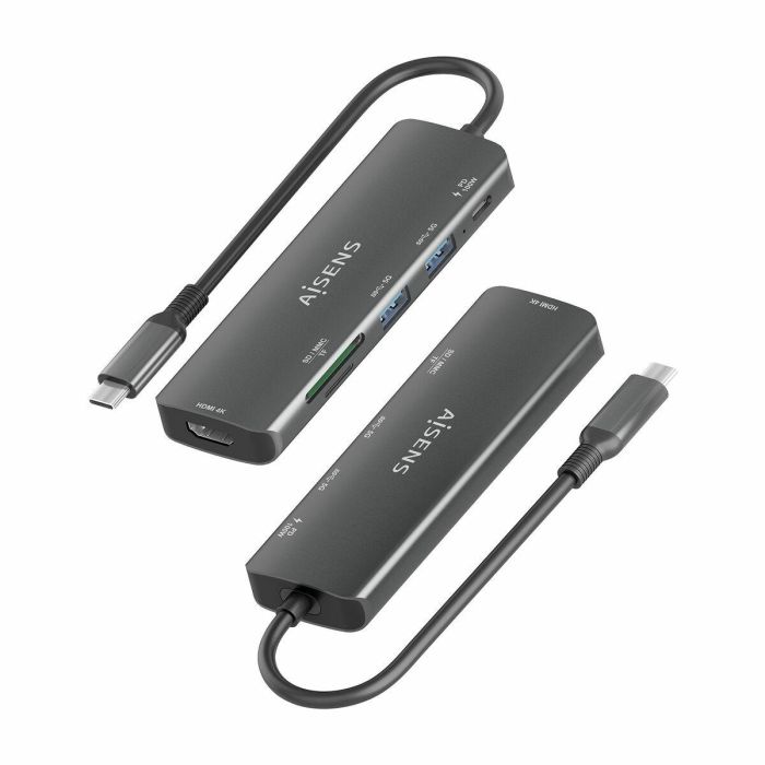 Hub USB Aisens USB-C DOCK 6 EN 1 GRIS Gris 100 W 10