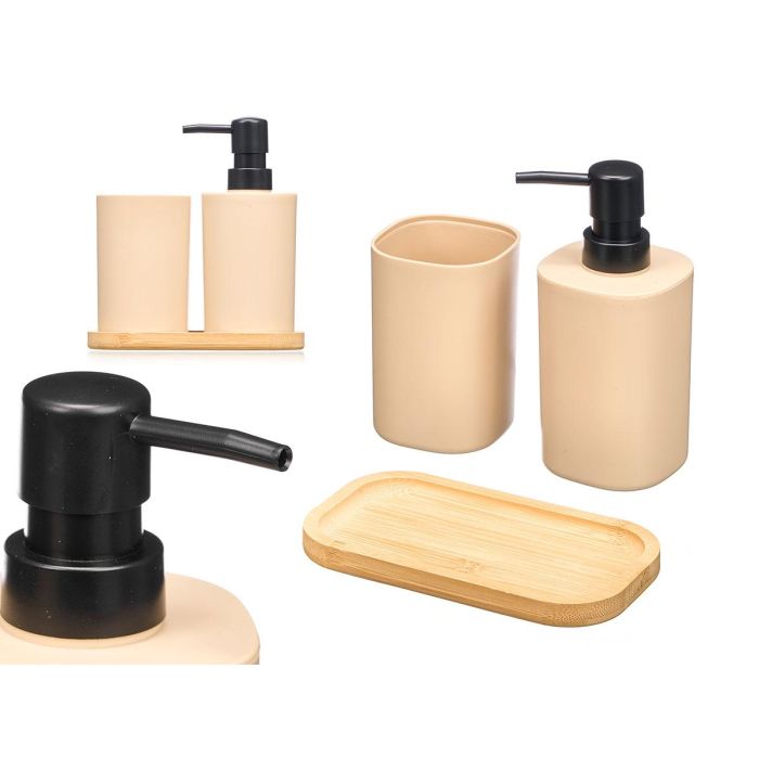 Set Dosificador Vaso Base Bambu Beige Berilo (Set de 12) 0 Set Dosificador Vaso Base Bambu Beige Berilo (Set de 12) 0