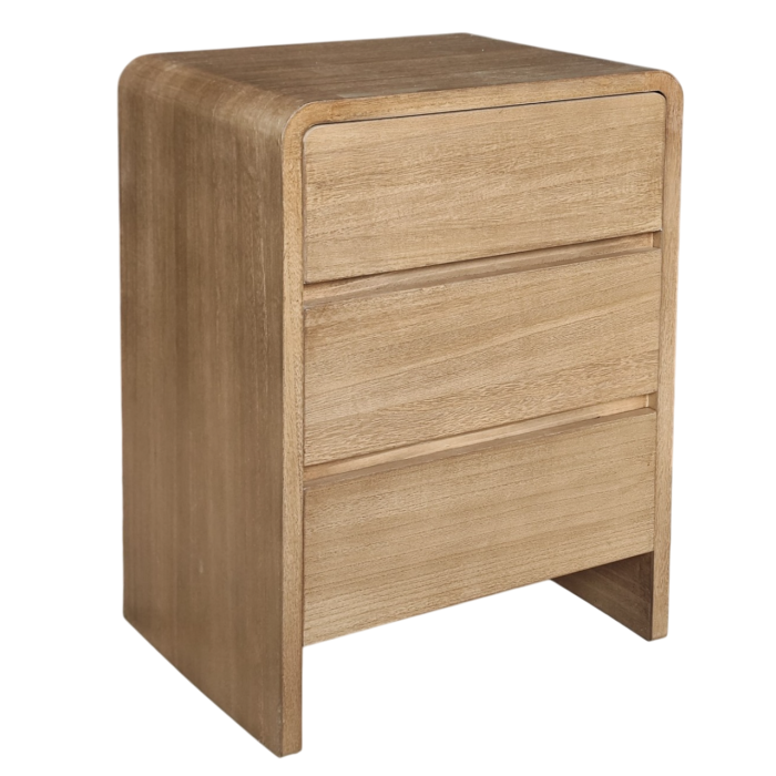 DKD Home Decor Mesita de Noche Urban Marrón 3 Cajones Paulownia y Olmo 34 x 60 x 44 cm