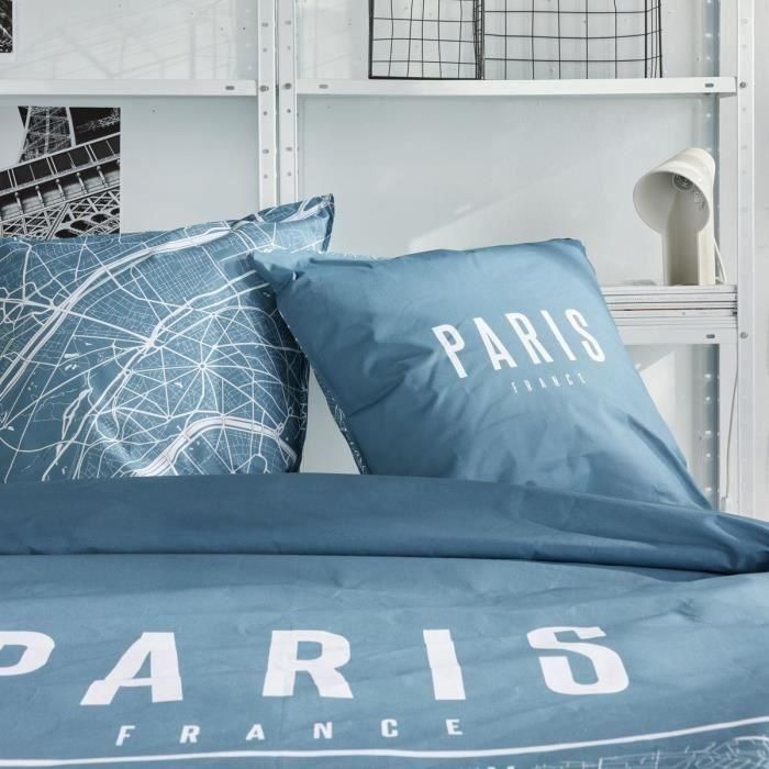 Juego de cama - HOY - JAVA - 2 personas - 240x220 cm - Algodón - Estampado París - Azul 2 Juego de cama - HOY - JAVA - 2 personas - 240x220 cm - Algodón - Estampado París - Azul 2
