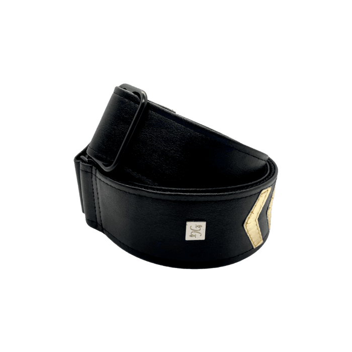 GETM Correa Guitarra Bajo Sergeant Ted Gold Negra Ajustable hasta 165 cm Polipiel Nailon Piel 1