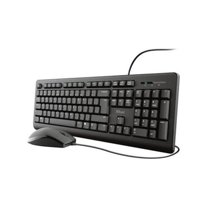 Trust Combo Teclado y Ratón TKM-250 Cable USB Silencioso Resistente a Líquidos Negro