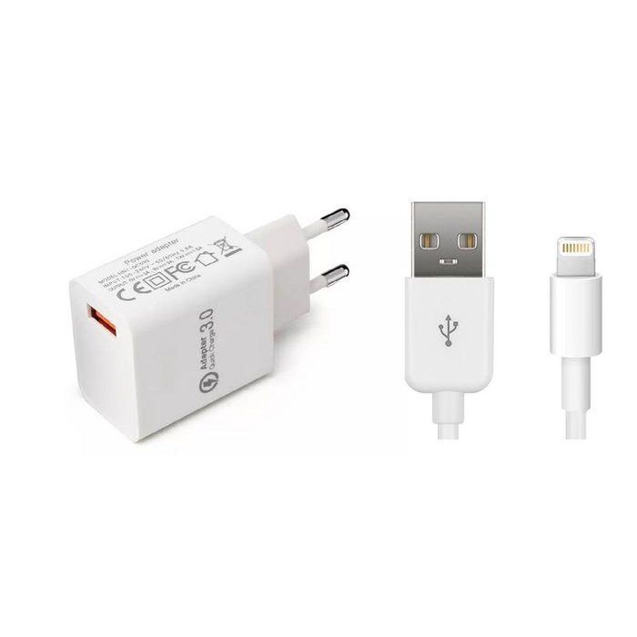 CoreParts USB Power Adapter 12W 5V/2.4A, 9V/2A, 12V/1.5A EU Wall - Quick Charge technology QC3.0 White with 1meter MFI Lightning Cable & MicroUSB cable for iPhone, iPad, and Airpods CoreParts USB Power Adapter 12W 5V/2.4A, 9V/2A, 12V/1.5A EU Wall - Quick Charge technology QC3.0 White with 1meter MFI Lightning Cable & MicroUSB cable for iPhone, iPad, and Airpods