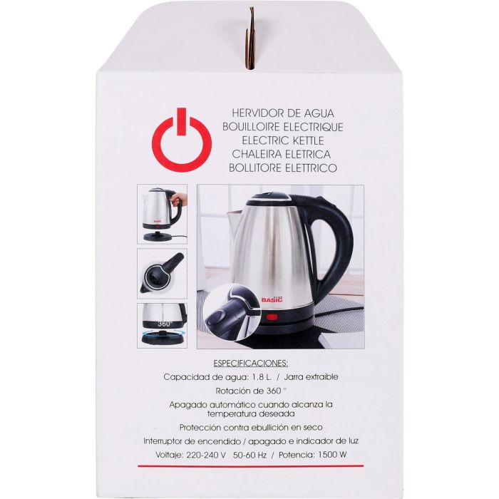 Basic Home Hervidor de Agua 1.8L 1500W - 16 x 23 x 21 cm (6 Unidades) 5