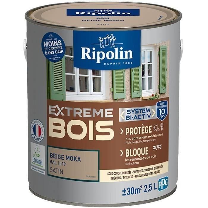 Pintura para madera Extreme - Beige moca RAL 1019 satinado - RIPOLIN - 2,5 L