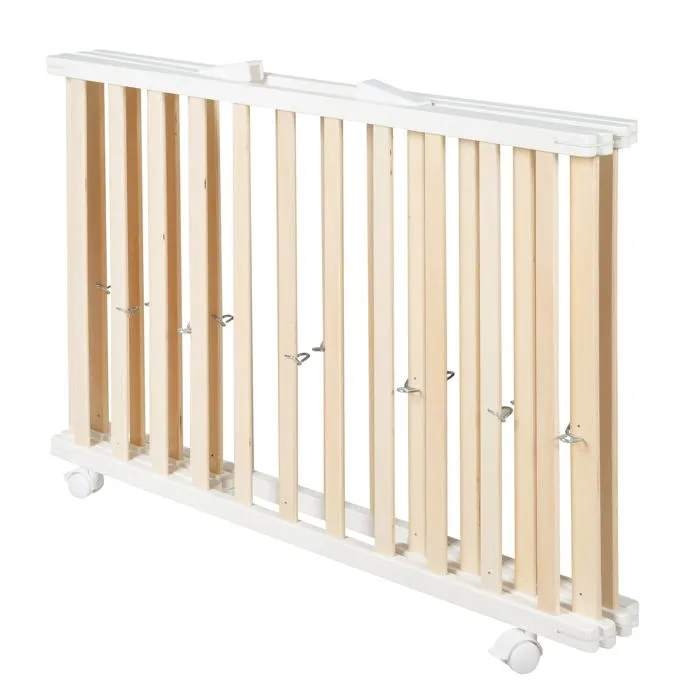 Parque infantil plegable - ROBA - 75 x 100 cm - Altura regulable - Ruedas - Madera / Blanco 5 Parque infantil plegable - ROBA - 75 x 100 cm - Altura regulable - Ruedas - Madera / Blanco 5