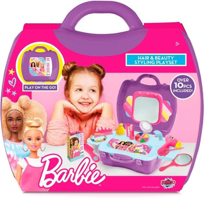 Barbie Maletín de Peluquería y Estética para Niñas +3 Años - Set de Maquillaje y Peinados para Muñecas y Niñas
