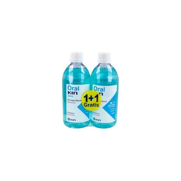 Kin OralKIN Zero Enjuague Bucal sin Alcohol, con Hexetidina y Flúor, Pack 2x 500ml para una Higiene Bucal Diaria Superior
