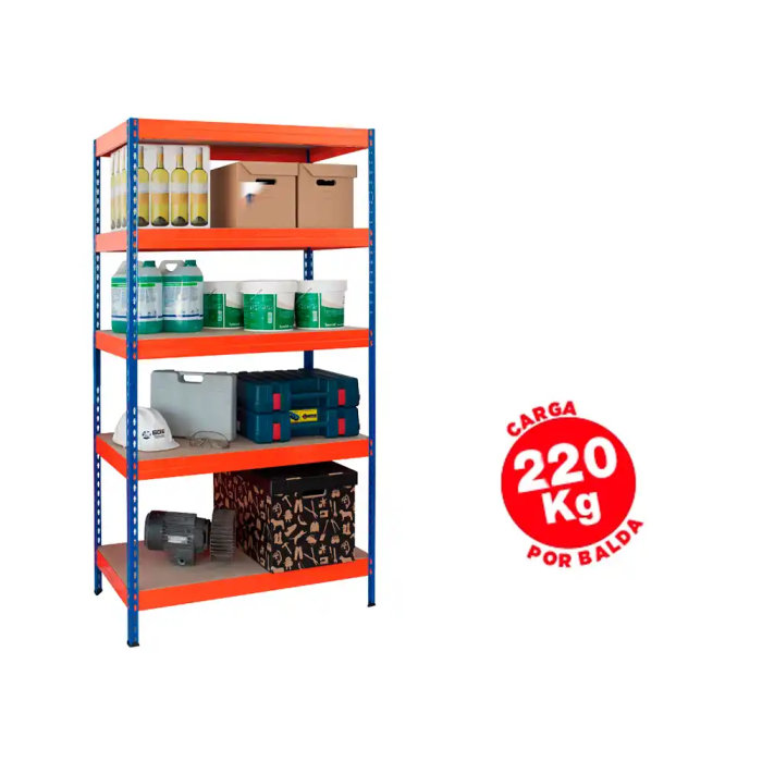 Ar storage Estanteria metalica 192x90x45 cm 5 estantes 220kg por estante bandejas de madera sin tornillos azul naranja 0 Ar storage Estanteria metalica 192x90x45 cm 5 estantes 220kg por estante bandejas de madera sin tornillos azul naranja 0