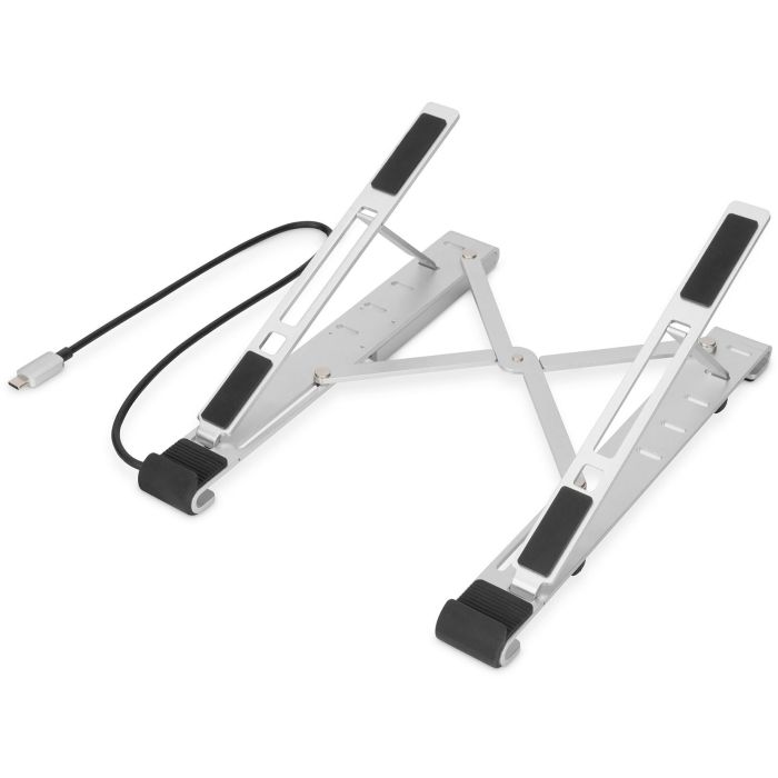 Notebook-Ständer mit integriertem USB-C™ Hub 5-Port PD Ladefunktion DIGITUS Silber 0 Notebook-Ständer mit integriertem USB-C™ Hub 5-Port PD Ladefunktion DIGITUS Silber 0