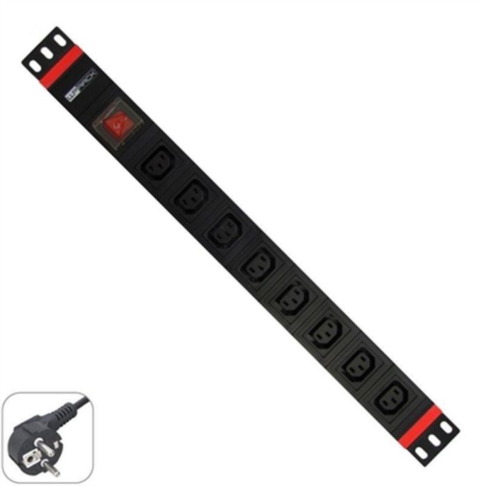 WP WPN-PDU-G05-08 PDU Rack 19" Base Múltiple 8 Salidas AC, Interruptor Encendido, Protección Infantil, Cable 2m, Negro