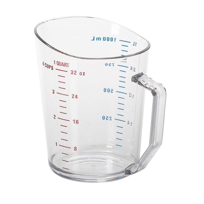 CAMBRO - 100MCCW-135 - Jarra medidora 1 L - 12 x 16 x 16 cm - Policarbonato Transparente