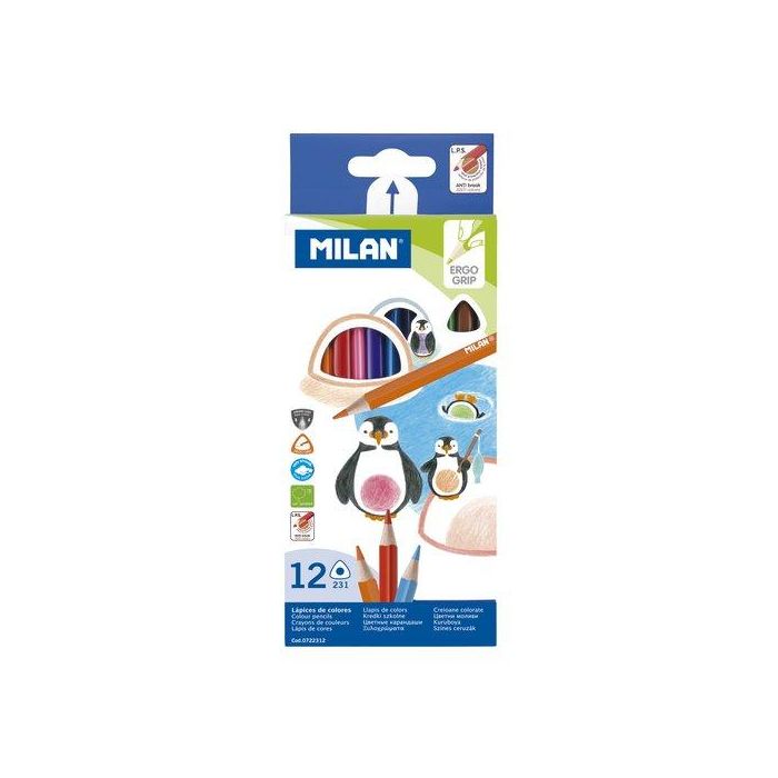 Lapices De Colores Milan Ergo Grip Triangulares Estuche De 12