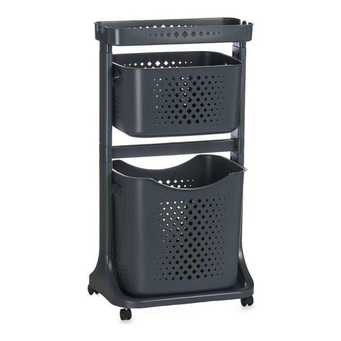 Ropero de Plástico Kipit 2 Alturas con Ruedas, Antracita - 18x81x43 cm Ropero de Plástico Kipit 2 Alturas con Ruedas, Antracita - 18x81x43 cm