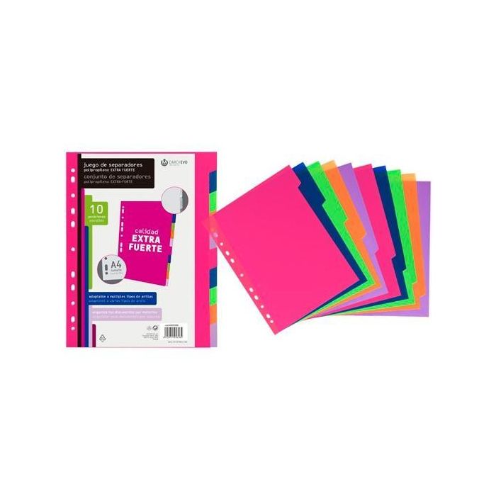 Carchivo Separadores 10 Posiciones A4 Pp Extra Fuerte Fashion Colores Carchivo Separadores 10 Posiciones A4 Pp Extra Fuerte Fashion Colores