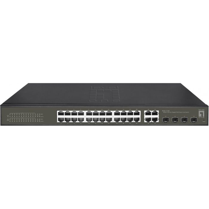 Level One GES-2128P Switch Gigabit Ethernet 24x PoE+ 380W con 4xGSFP 19 pulgadas
