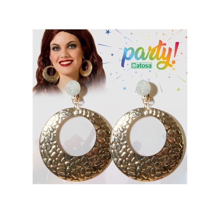 Pendientes Grandes Dorados Circulares Con Textura - Complemento Vintage para Eventos 1 Pendientes Grandes Dorados Circulares Con Textura - Complemento Vintage para Eventos 1