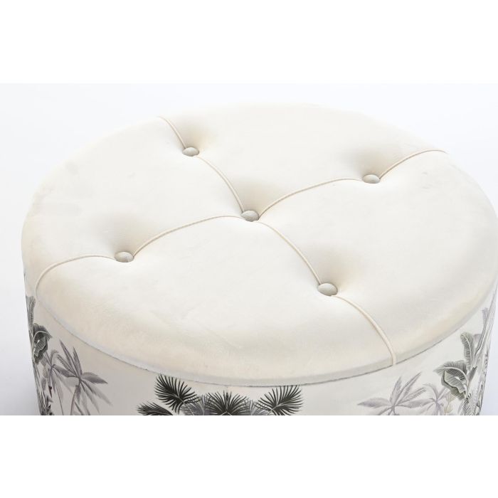 DKD Home Decor Reposapies Tropical Beige Verde Poliéster MDF 80x80x43 cm - Set de 2 Otomanas Puff para Decoración Hogar 1 DKD Home Decor Reposapies Tropical Beige Verde Poliéster MDF 80x80x43 cm - Set de 2 Otomanas Puff para Decoración Hogar 1
