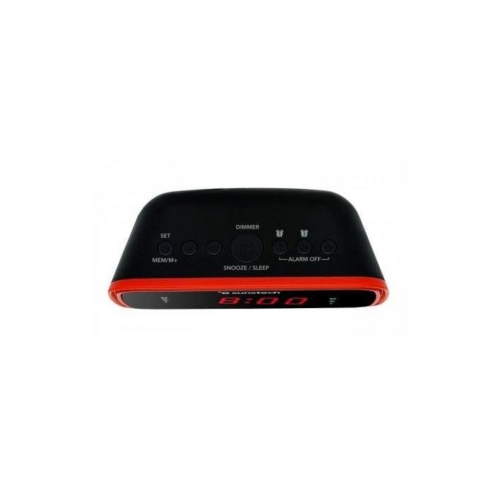 Sunstech FRD60RD Despertador Radio FM PLL con 10 Presintonías, Alarma Dual, Pantalla LED 0.6'' y 3 Modos 1