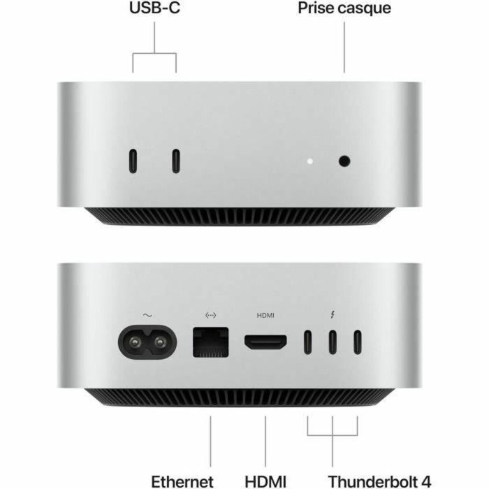 Apple - Mac mini (2024) Chip Apple M4 - 16 GB de RAM - Almacenamiento SSD de 256 GB - CPU de 10 núcleos GPU de 10 núcleos - Plata 4