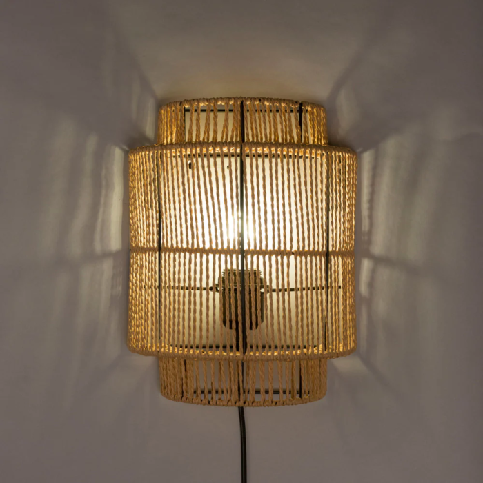 Aplique de Pared Mirpur Khas, Estilo Natural y Mediterráneo, Madera, E27, SKD-W1025 1 Aplique de Pared Mirpur Khas, Estilo Natural y Mediterráneo, Madera, E27, SKD-W1025 1