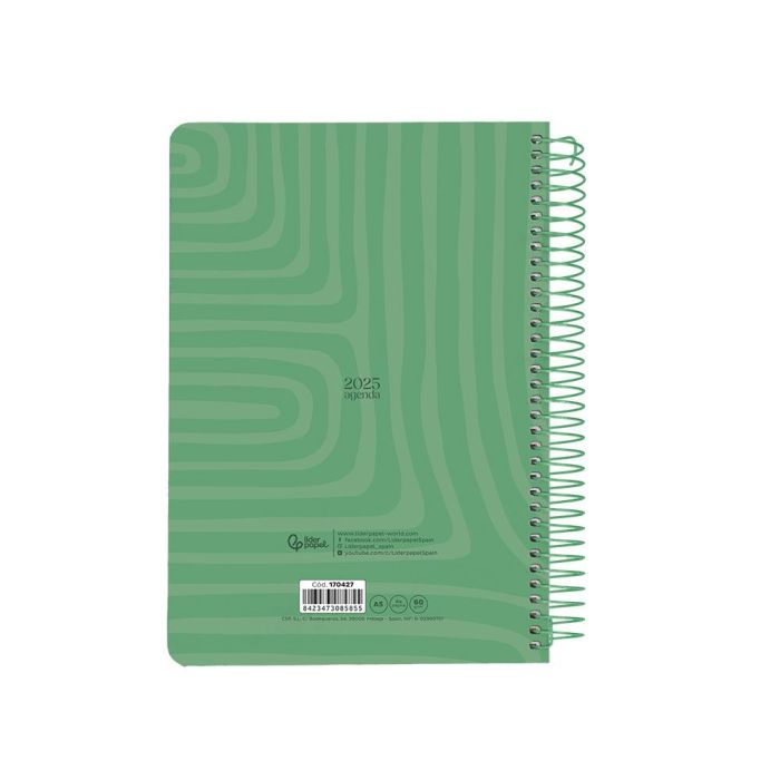 Agenda Espiral Liderpapel Syros A5 2025 Dia Pagina Colorverde Papel 60 gr Catalan 4