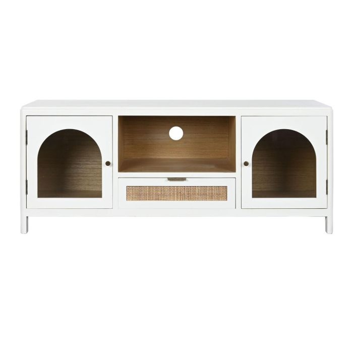 Mueble de TV Home ESPRIT Blanco Cristal Madera de Paulonia 120 x 40 x 50 cm 2