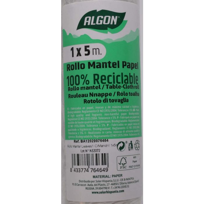 Algon Rollo Mantel Leaves1 con Mandril 1 m x 5 m (16 Unidades)